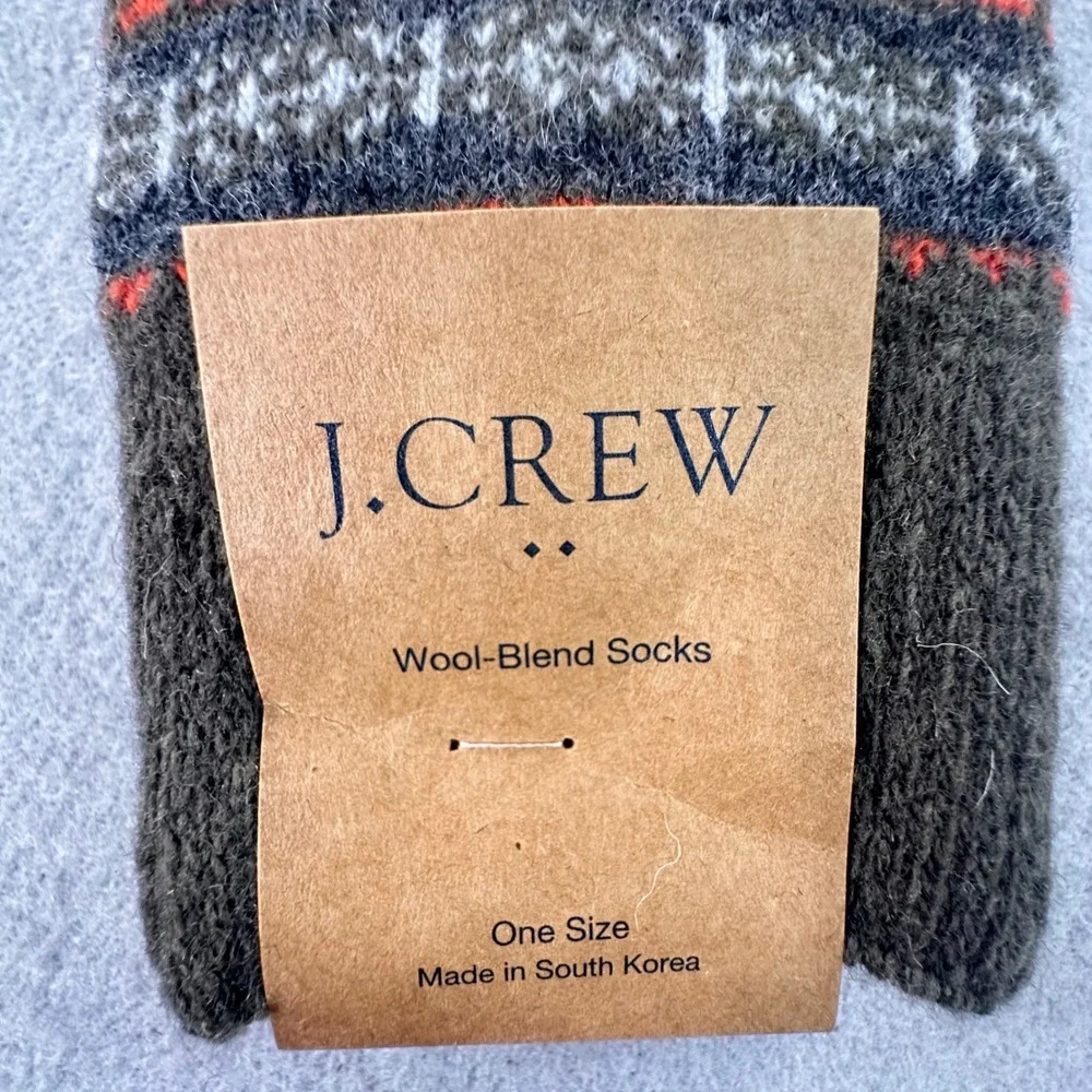 NWT J.Crew Mens Wool Blend Socks 2 Pair Fair Isle Marled Brown NEW BV411 BU868